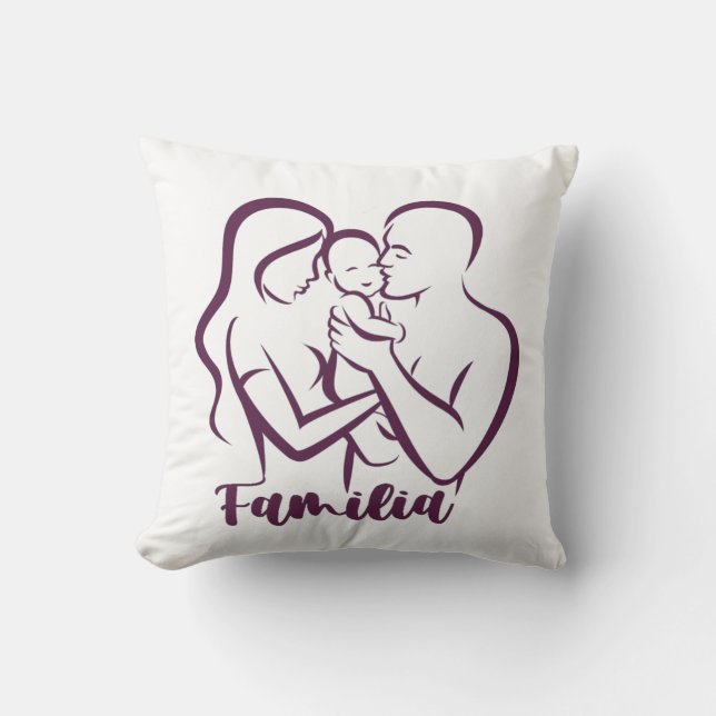 Cojín decorativo de ilustracion familiar (Anverso)