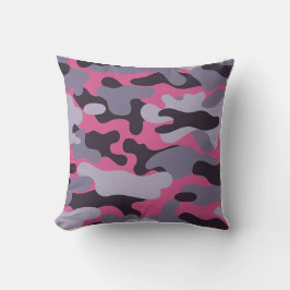 Cojín decorativo de impresión de camo gris rosado