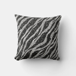 Cojín decorativo de impresión de cebra plateado y 