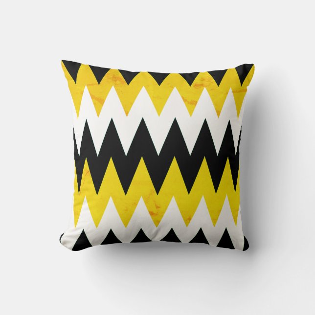 Cojín decorativo de impresión de chevron blanco y  (Anverso)