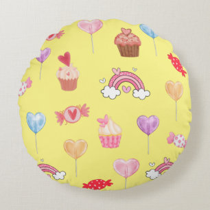 Cojín decorativo de impresión de dulces y tortas a