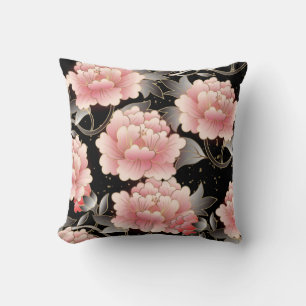 Cojín decorativo de impresión de flores chinas en