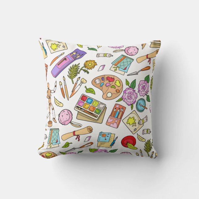 Cojín decorativo de impresión de kits de pintura y (Anverso)