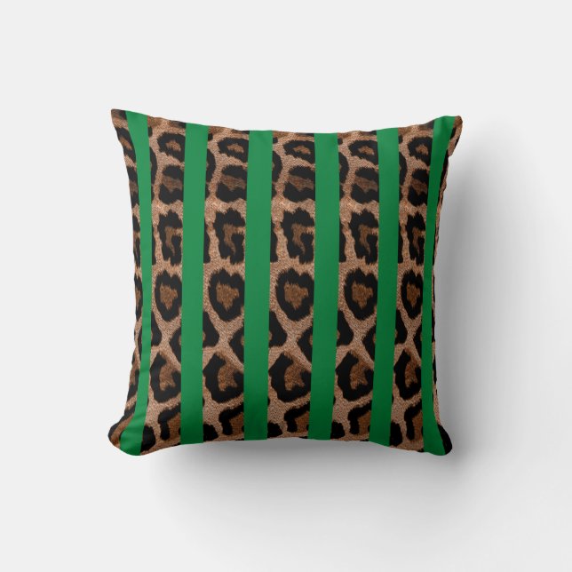 Cojín decorativo de impresión de leopardo de rayas (Anverso)