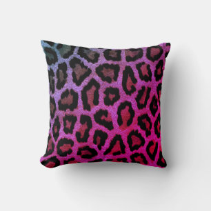 Cojín decorativo de impresión de leopardo rosa