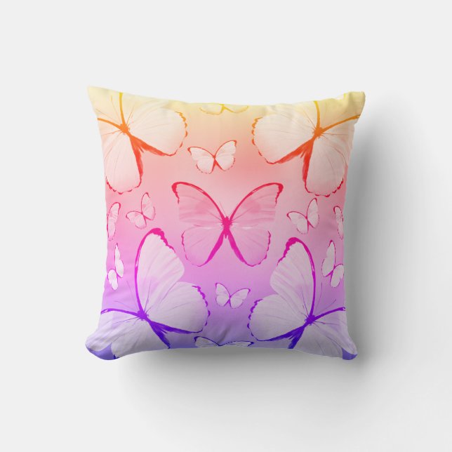 Cojín decorativo de impresión de mariposa multicol (Anverso)