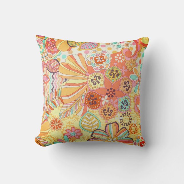 Cojín decorativo de impresión floral Naranja multi (Anverso)