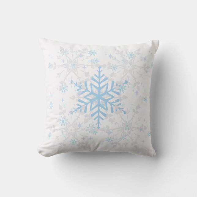 Cojín decorativo de invierno con copos de nieve (Anverso)