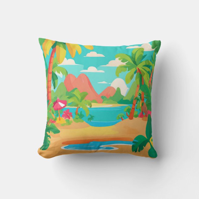 Cojín decorativo de islas tropicales (Anverso)