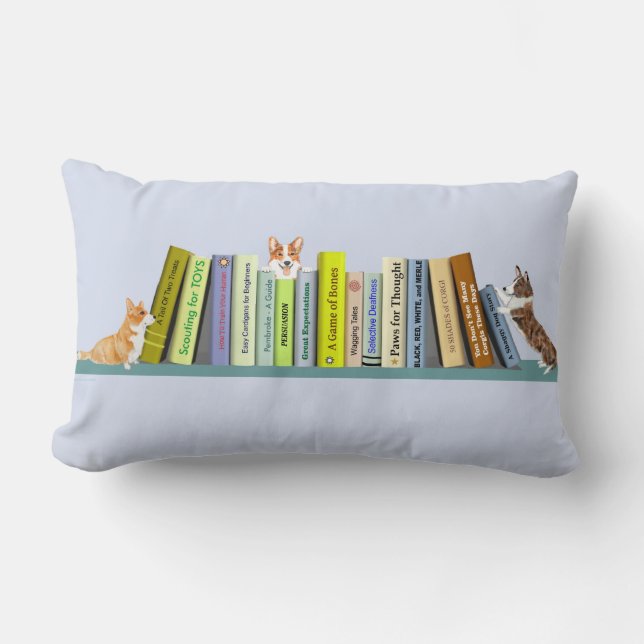 Cojín decorativo de la Biblioteca Corgi (Anverso)