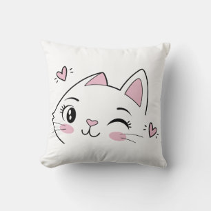 Cojín decorativo de la cara del gato de Winking - 