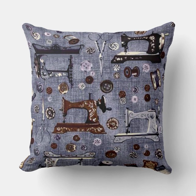 Cojín decorativo de la costurera de las máquinas (Anverso)