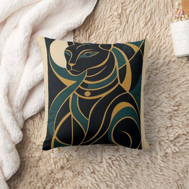 Cojín decorativo de la diosa del gato bastet (Manta)