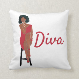 Cojín decorativo de la diva crimsom afroamericana