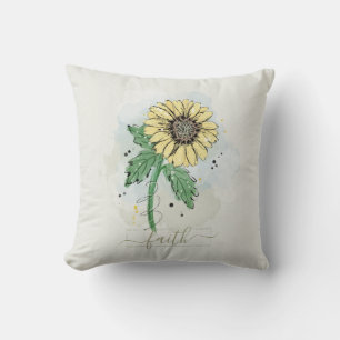 Cojín decorativo de la fe de flor de color amarill