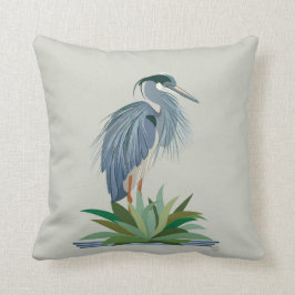Cojín decorativo de la garza azul
