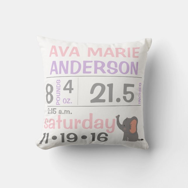 Cojín decorativo de la Invitación Elephant Baby Gi (Anverso)