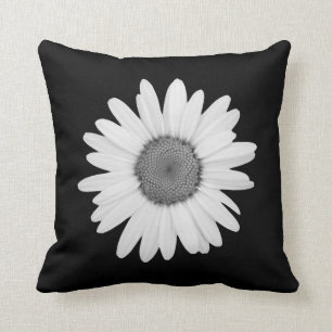 Cojín decorativo de la margarita en negro