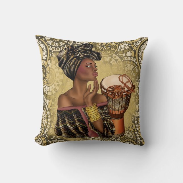 Cojín decorativo de la mujer africana (Anverso)