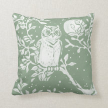 Cojín decorativo de la Naturaleza Sage Green Owl W