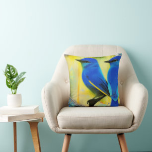 Cojín decorativo de la Pájaro Azul de la Felicidad
