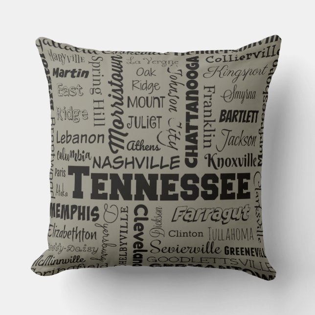 Cojín decorativo de las ciudades de Tennessee en (Anverso)