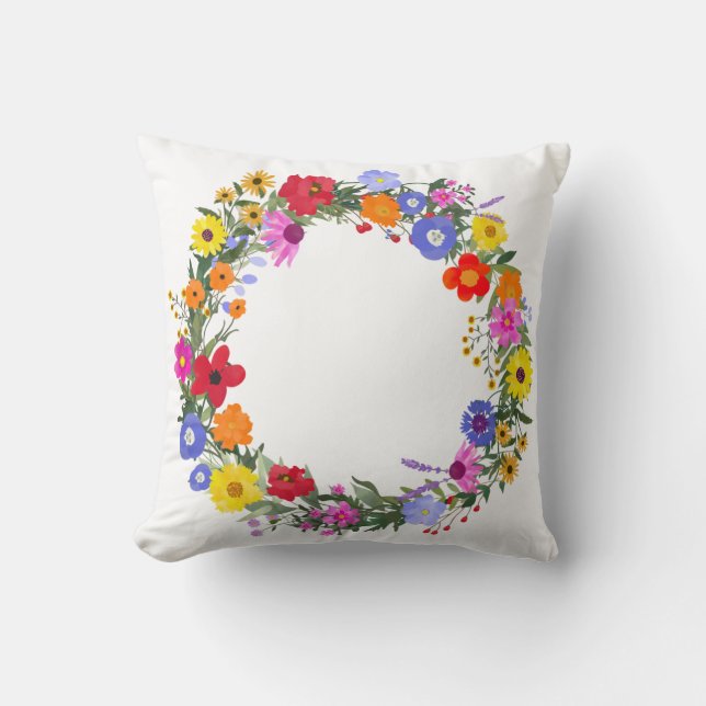 Cojín decorativo de las flores silvestres (Anverso)