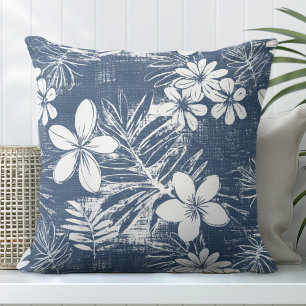 Cojín decorativo de las flores tropicales azules