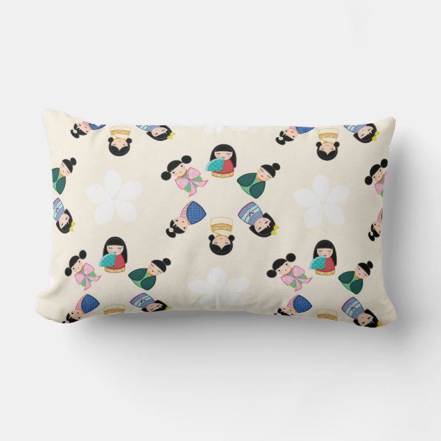 Cojín decorativo de las muñecas de Kokeshi (Anverso)