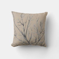 Cojín decorativo de las ramas de color beige y gri