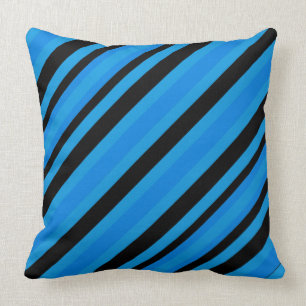Cojín decorativo de las rayas negras de las azules