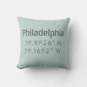 Cojín decorativo de latitud de longitud Filadelfia