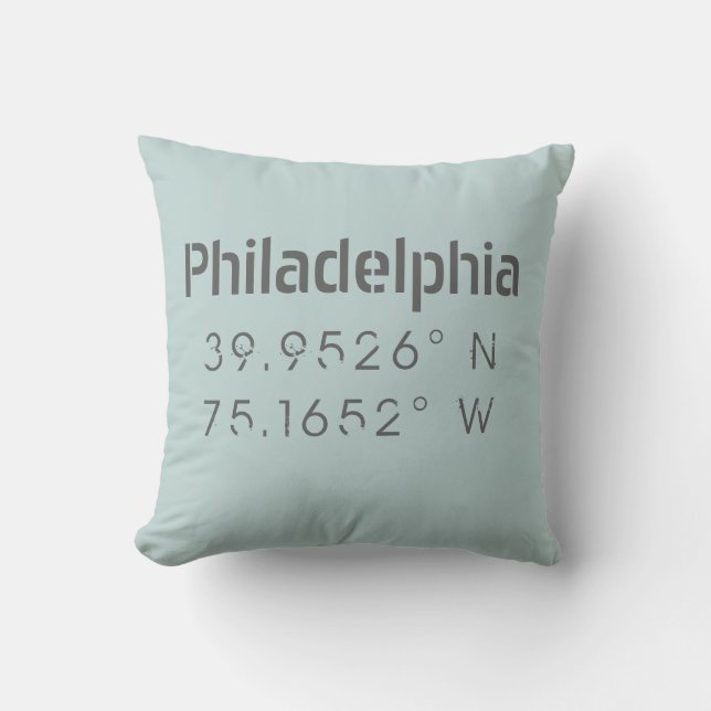 Cojín decorativo de latitud de longitud Filadelfia (Anverso)