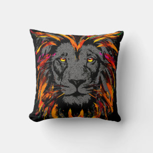 Cojín decorativo de leones Naranja Ilustracion d