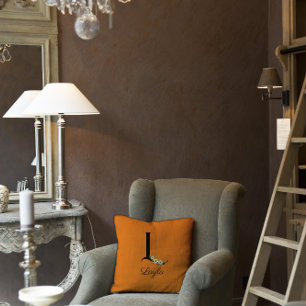 Cojín decorativo de letras antiguas de flores amar