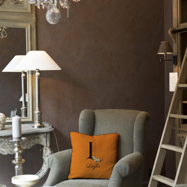 Cojín decorativo de letras antiguas de flores amar (Subido por el creador)