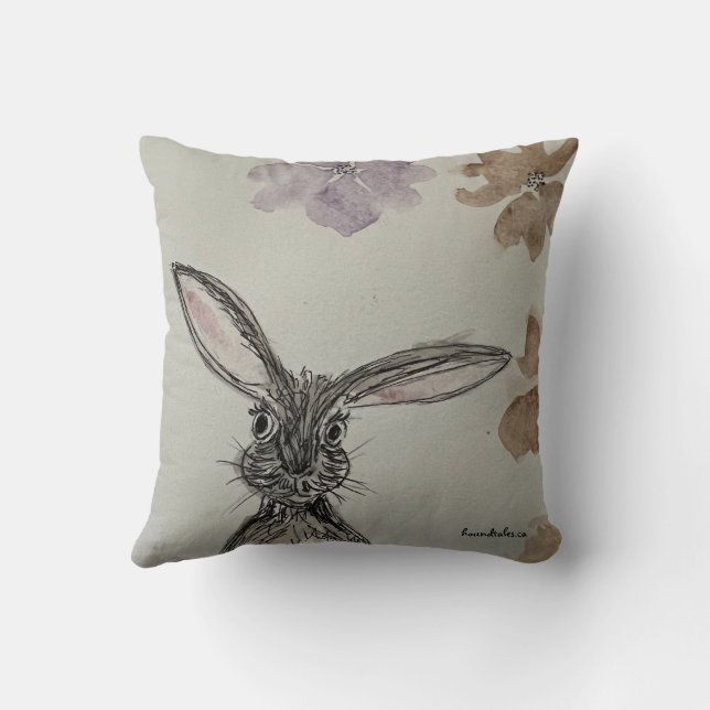 Cojín decorativo de liebre con flores (Reverso )