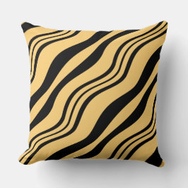 Cojín decorativo de líneas estilizadas negras y am