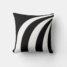 Cojín decorativo de líneas onduladas en blanco y n