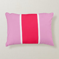 Cojín decorativo de líneas rosa, roja y blanca
