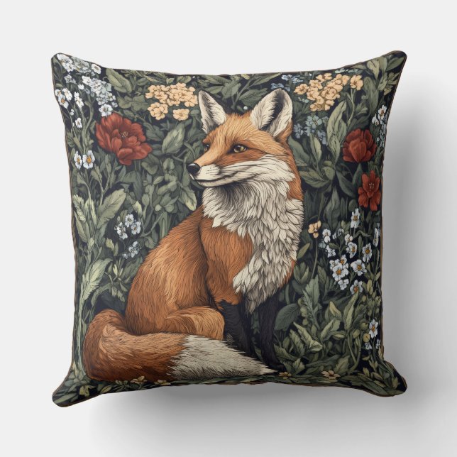 Cojín Decorativo de Lobo al Estilo de William Morr (Reverso )