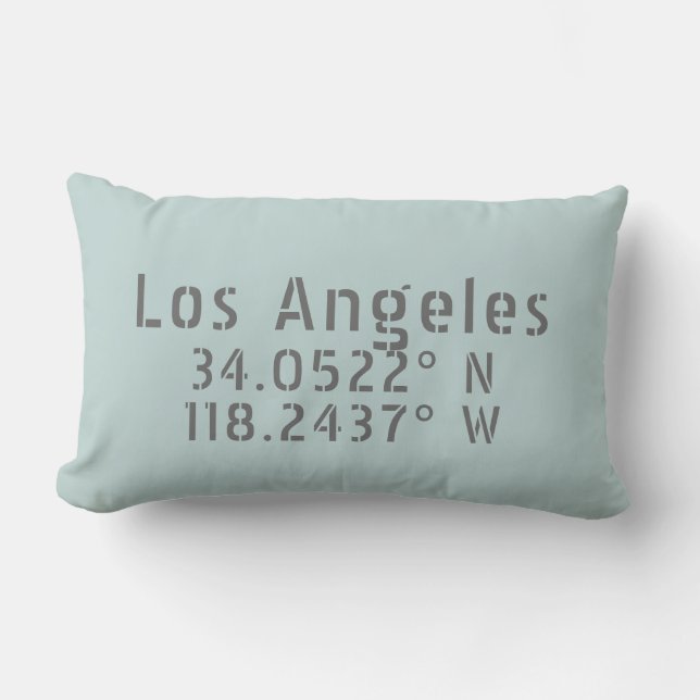 Cojín decorativo de longitud Latitude de Los Ángel (Anverso)
