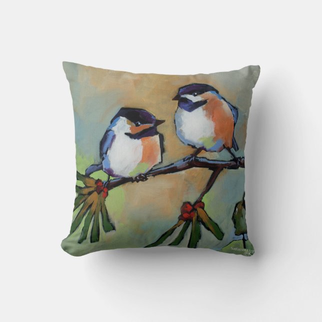 Cojín decorativo de los Chickadees (Anverso)
