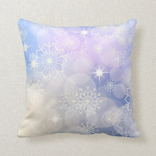 Cojín decorativo de los copos de nieve del día d