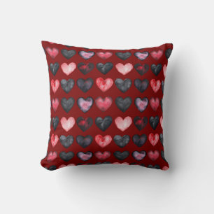 Cojín decorativo de los corazones oscuros