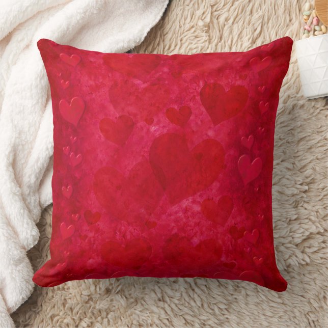 Cojín decorativo de los corazones rojos (Manta)