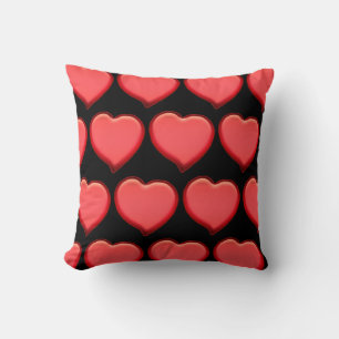 Cojín decorativo de los corazones rojos