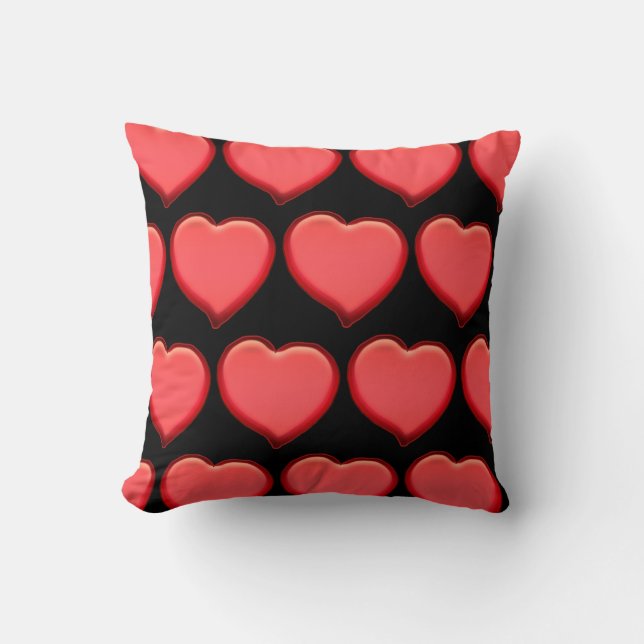 Cojín decorativo de los corazones rojos (Anverso)