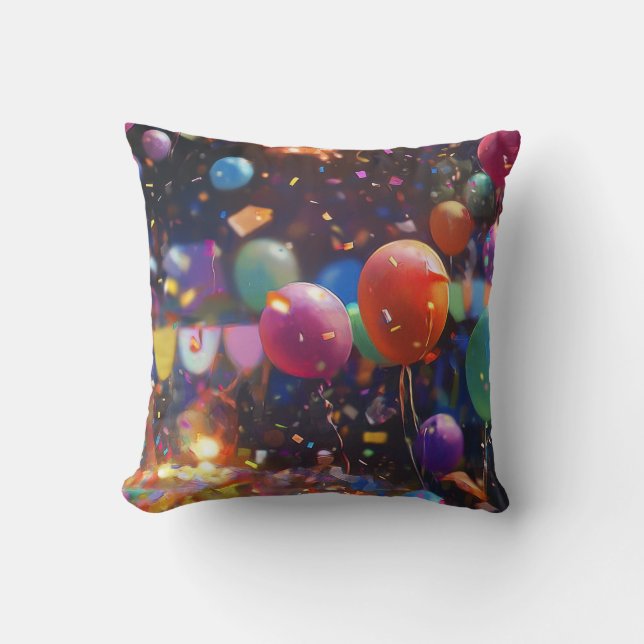 Cojín decorativo de los globos de cumpleaños (Anverso)