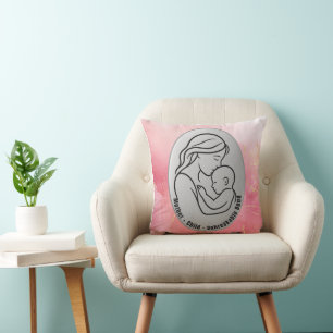 Cojín decorativo de madre e hijo: arte inquebranta